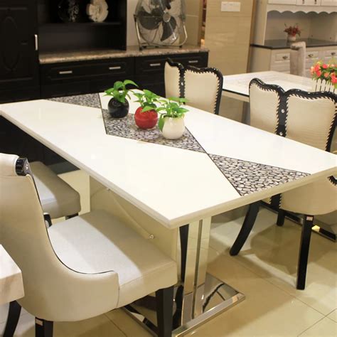 Korean Fashion Long Table White Dining Table Small Apartment Eight