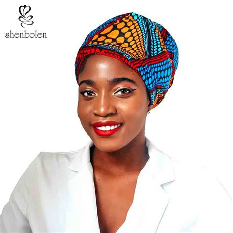 Shenbolen African Kente Headwrap Handmade Women Headband Scarf Turban Wax Cotton 7222 In Hair