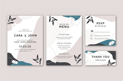 Free Vector Wedding Stationery Template Design