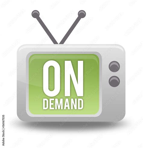 Cartoon Style Tv Icon With On Demand Wording On Screen Stock