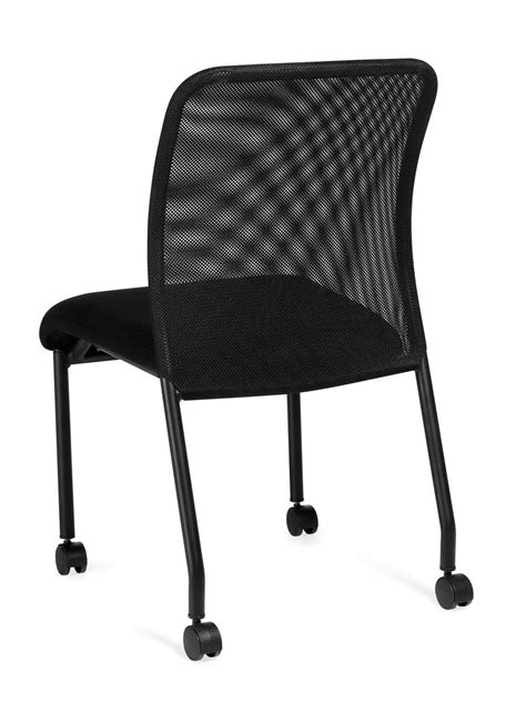 Offices To Go Armless Mesh Back Guest Chair With Casters Officechairsusa
