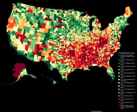 Life Expectancy By County 2018 Map Information Visualization Life