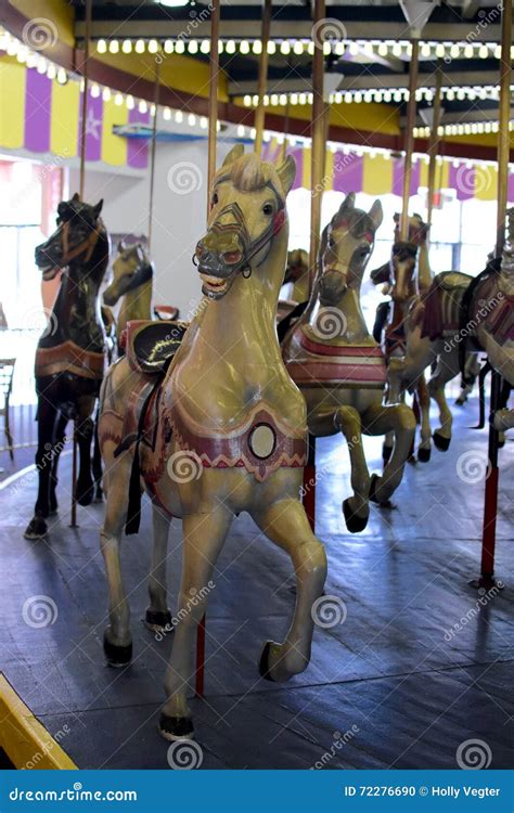 Vintage Carousel Horse Stock Photo Image Of Round Amusement 72276690