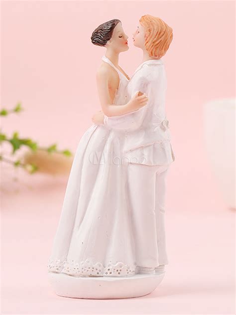 Lesbian Wedding Cake Topper White Doll Resin Figurine Decoration