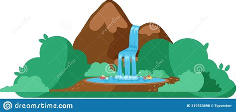 Rock And Falling Water Tropical Waterfall Simple Icon Of Water