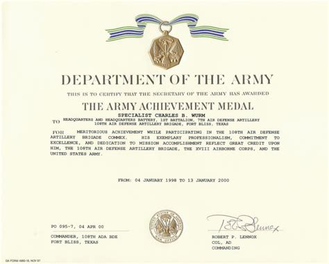 The Terrific Army Achievement Medal Certificate Template For In 2023