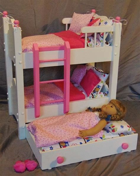 doll bunk bed with trundle bed fits american girl doll and 18 inch dolls with 13 piece bedding