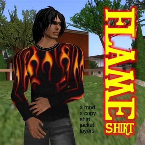 Second Life Marketplace Wicked Licking Flames Shirt 2 Layers