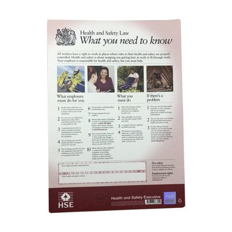 Features a unique serial number and hologram to ensure you have a genuine version. HSE Health and Safety Law Poster from Parrs - Workplace ...