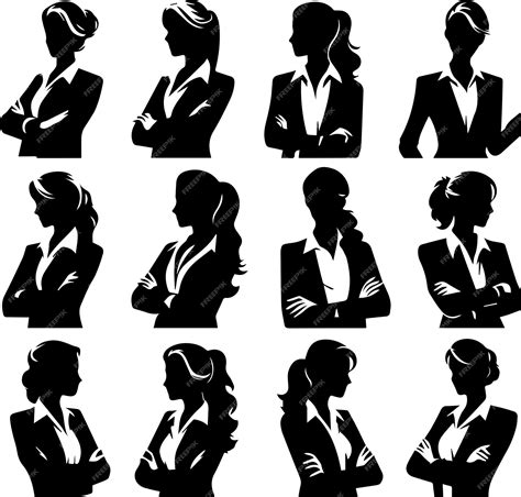 Premium Vector Business Woman Folded Arms Vector Silhouette 4