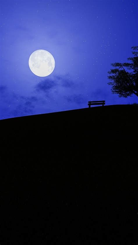 Night Moon Landscape Tree 720x1280 Wallpaper Landscape Wallpaper