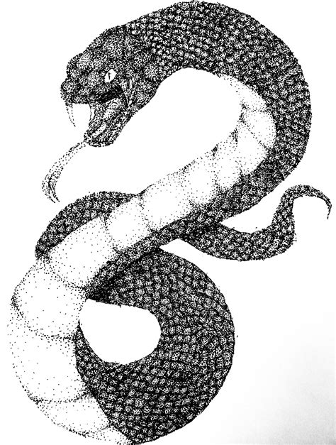 Stippling Art Snake This Took Over 12 Hours To Make Ink Pen Art