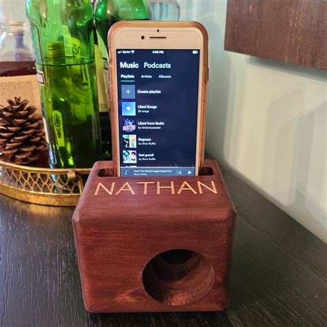 Beat Block Wooden Cell Phone Speaker Engraved Unique T Etsy