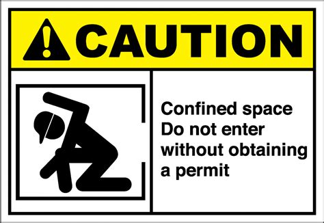 Caution Sign Confined Space Do Not Enter Without Obta
