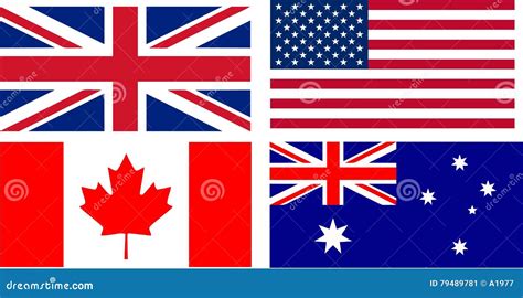 English Speaking Countries Flags Stock Vector Illustration Of