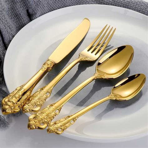 Luxury Stainless Steel Gold Plated Cutlery Set - Home & Garden