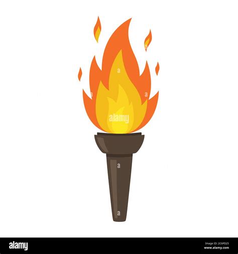 Torch Isolated On White Background Fire Symbol Of Olympic Games