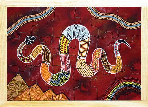 Aboriginal Art Style Puzzle The Rainbow Serpent 18pcs