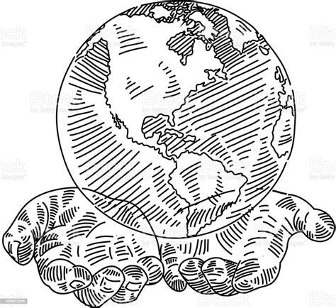 World In Hands Drawing Stock Illustration Download Image Now Istock