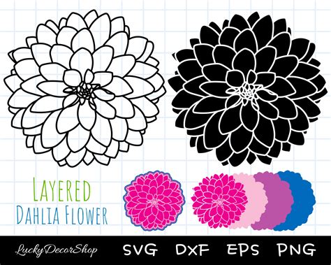 Dahlia Svg Layered Flower Svg Flower Svg Silhouette Etsy España