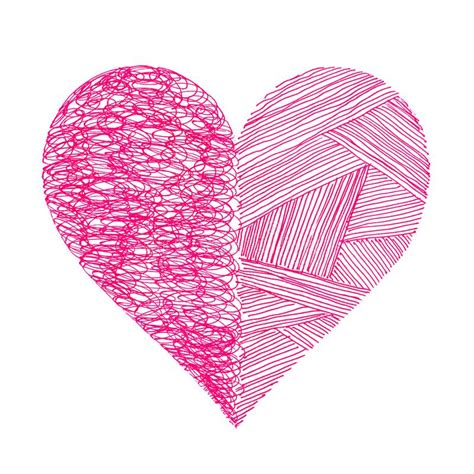 Bright Pink Heart With Abstract Pattern On White Background Stock