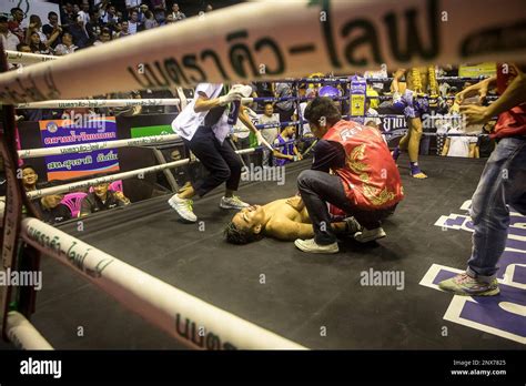 Man Knocked Out Muay Thai Boxer Bangkok Thailand Stock Photo Alamy