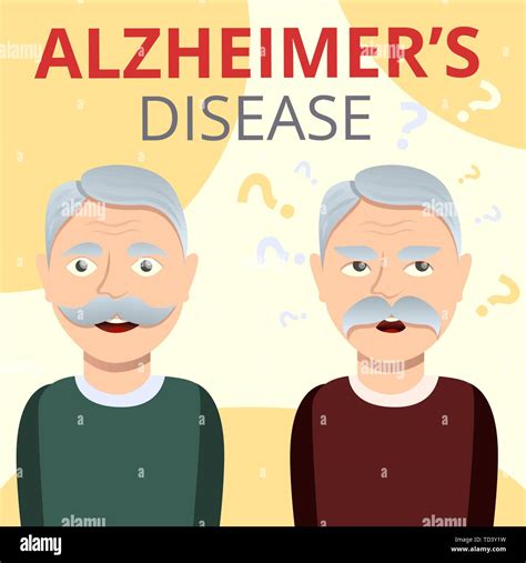 Alzheimers Disease Concept Background Cartoon Illustration Of