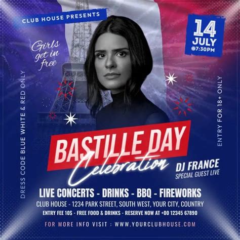Bastille Day Celebration Post Template Bastille Day Bastille