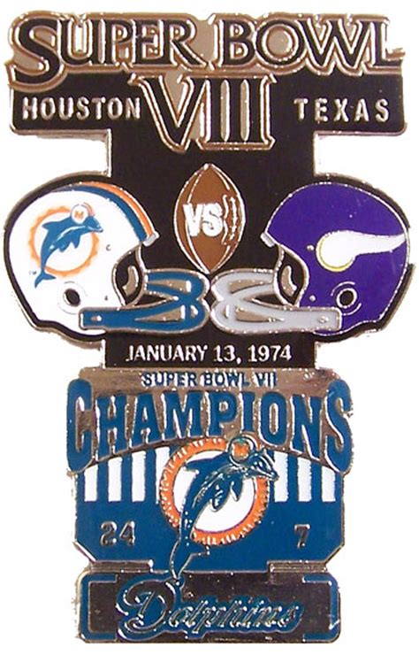 Super Bowl Viii 8 Oversized Commemorative Pin