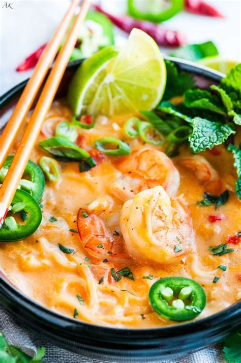 Thai Coconut Curry Shrimp Noodle Soup Recipe Tasty Thai Thai