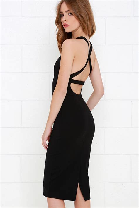 Sexy Black Dress Bodycon Dress Midi Dress Backless Dress 4900