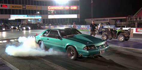 Bright Teal Fox Mustang Sends 1400 Horsepower Down The Strip Coolfords