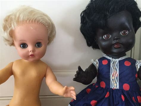 Three Vintage 1960s Vinyl Play Dolls Ethnicities Black And Caucasian
