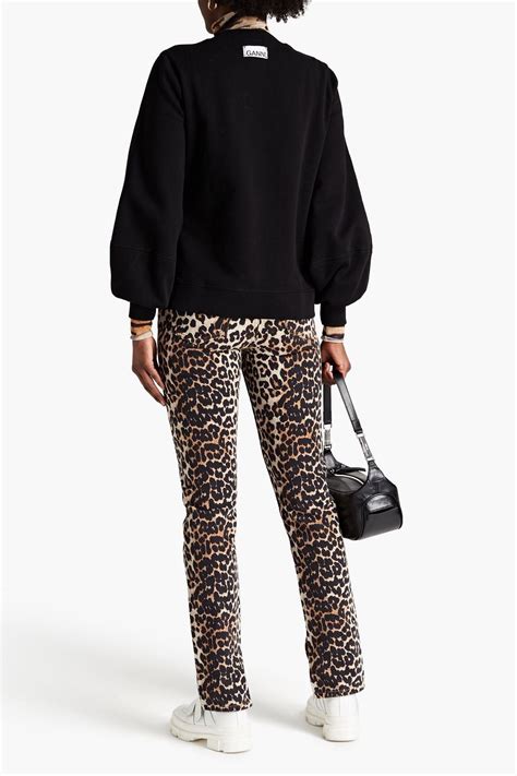 Ganni Leopard Print High Rise Tapered Jeans The Outnet