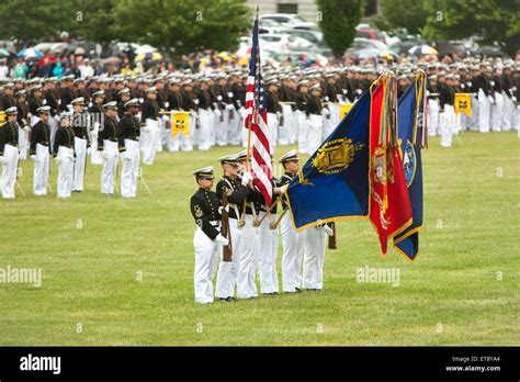 Us Naval Academy Color Guard Present The Colors At The Color Parade