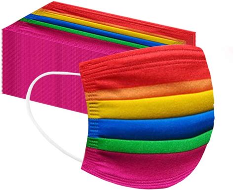 50100pcs Rainbow Printed Pattern Disposablefacemasks For Kidsadult