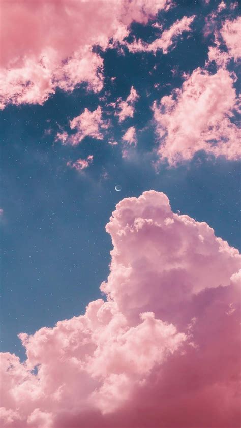 Two Moon In The Aesthetic Pink Sky In 2020 Night Sky Wallpaper
