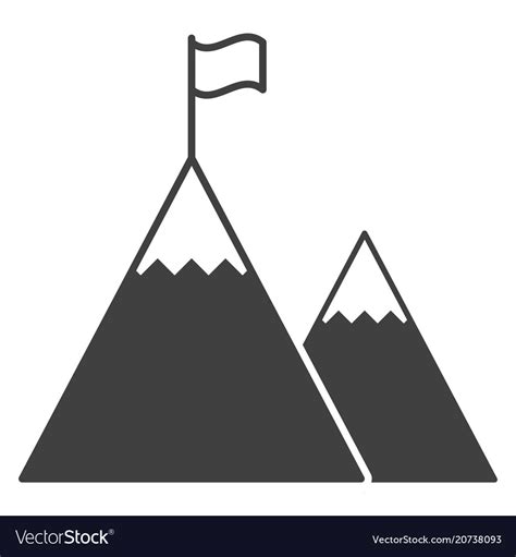 Icon A Flag On Top Of The Highest Mountain Vector Image