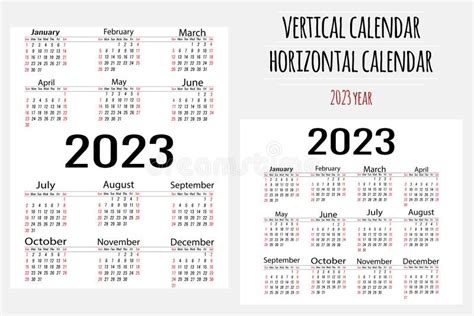 Calendario Semplice Verticale E Orizzontale Per Il Layout Del