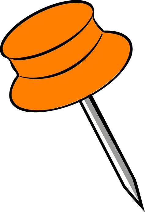 Orange Pin Pin Pushpin Thumbtack Office Supplies Pin Clip Art