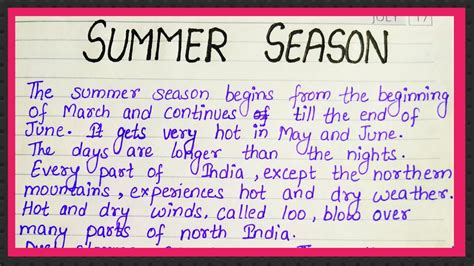 Essay On Summer Season Short Paragraph On Summer Season Youtube