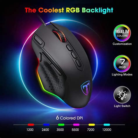 Pictek Gaming Mouse Wired 8 Programmable Buttons Chroma Rgb Backlit