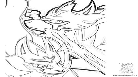 Coloring Page Of Zacian And Zamazenta Smiling