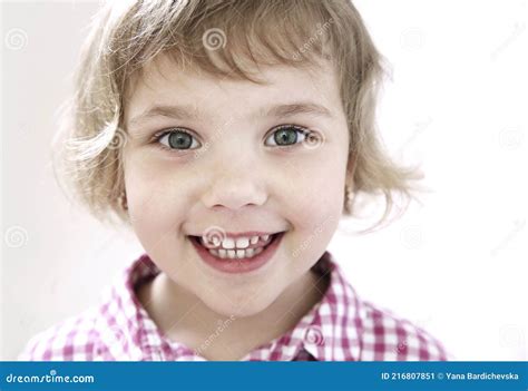 Child Girl Smiling Face Closeuptoddler Portrait Stock Image Image Of