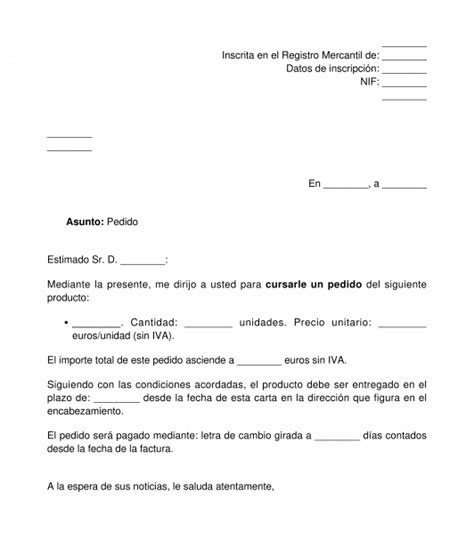 Carta Comercial De Pedido Modelo Formato Word Y Pdf Vrogue