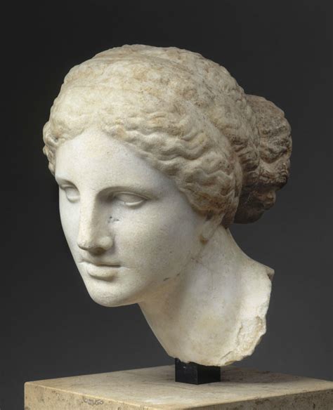 Marble Female Head Copied From The Aphrodite Of Knidos By Praxiteles