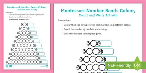 Montessori Number Beads Colour Count And Write Activity
