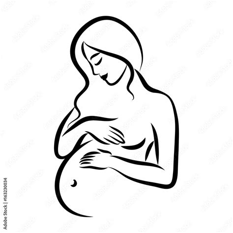 Vecteur Stock Pregnant Woman Stylized Outline Symbol Maternity