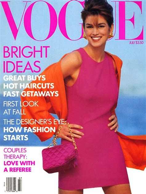 Vogue July 1990 Vogue Us Vogue Magazine Cindy Crawford