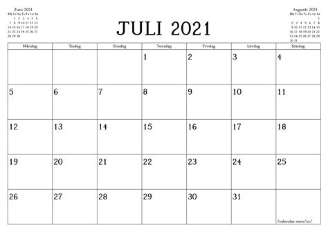Kalender 2021 Skriva Ut Gratis Juli Skriva Ut Kalender 2021 Images